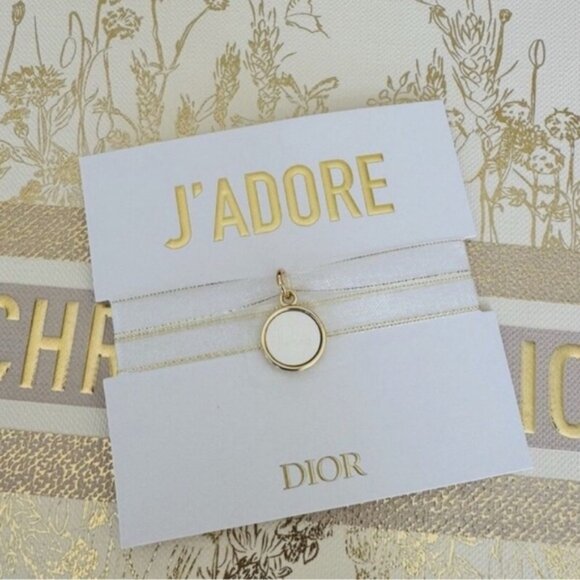 NEW Dior JAdore Charm Bracelet White Pendant Ribbon Perfumable Diffuser Charm - Picture 1 of 4